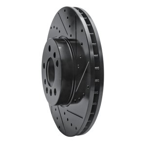 BMW X5 Brake Rotor (1) - Front Right - R1 Concepts - Drilled & Slotted - Black - `00-`06